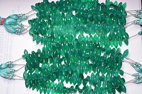 25 beads-finest emerald green green onyx faceted dewdrops shape briolette beads 6x14mm