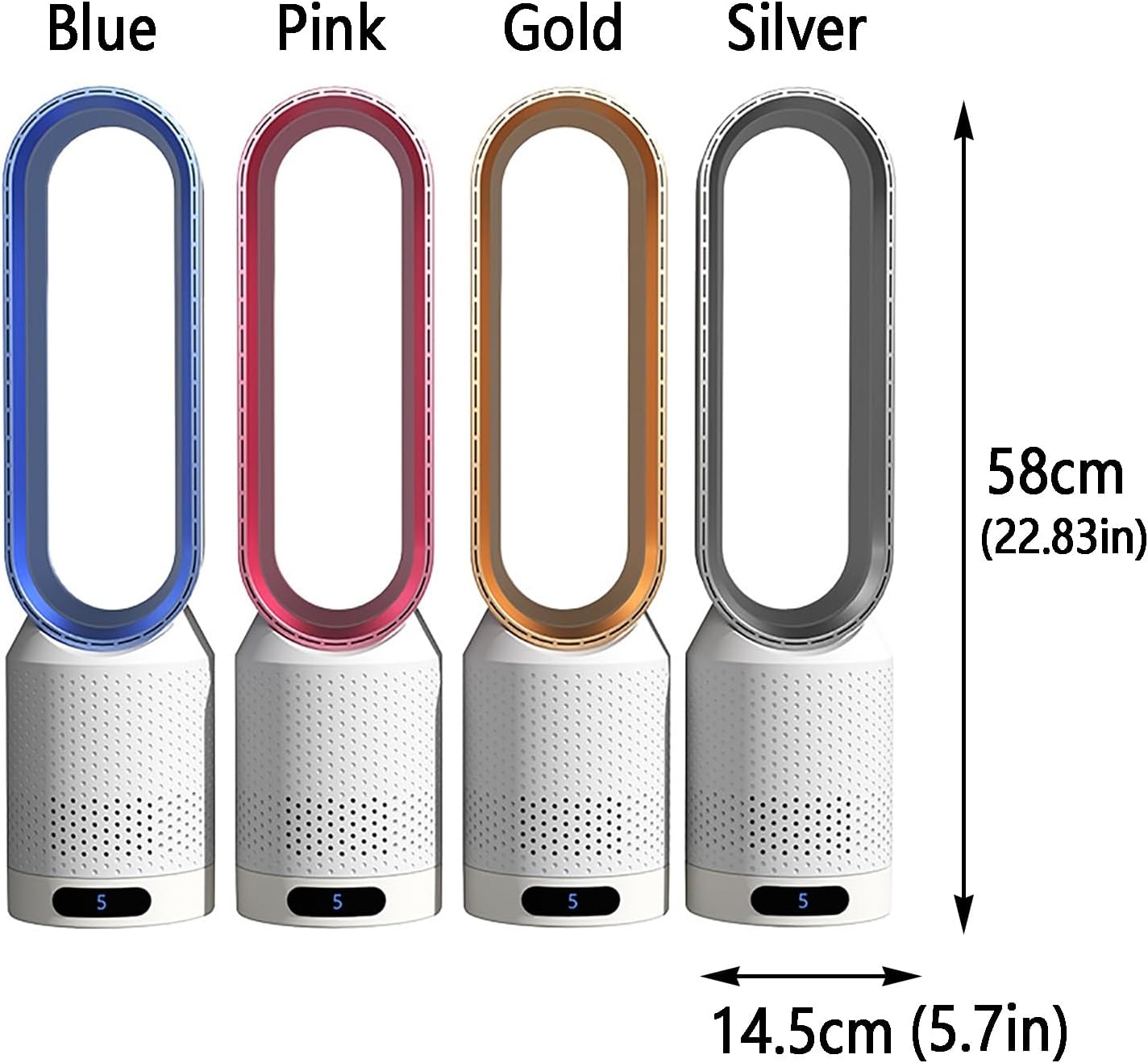 Tower Fans for Bedroom, Bladeless Fan, oscillating Pedestal Fan,Office Air Circulation Fan，with Remote Control and Timer Function, no Fan Blade, Safe to use;(Silver)