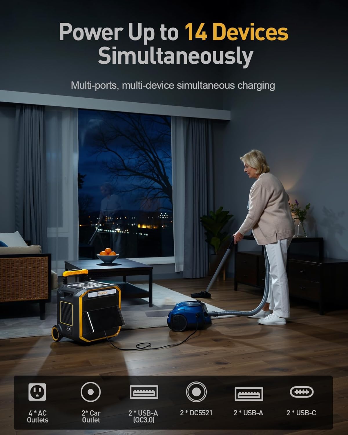 VTOMAN FlashSpeed Pro 3600 Portable Power Station, 3096Wh LFP Battery Solar Generator with 200W Solar Panel, 2Hr Fast AC Charge, 23% Efficient, UPS Home Backup with Wheels, for Outdoor RV Emergency