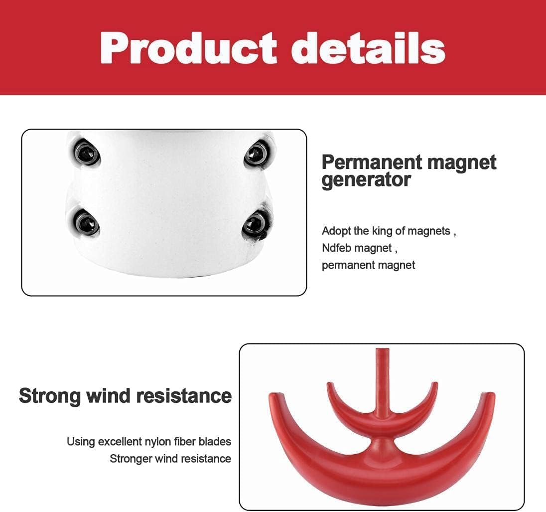 Wind Turbine Generator Kit, 8000W 5 Blade Wind Turbine Lantern Vertical Wind Generator Kit Electricity Producer Equipment (Red)