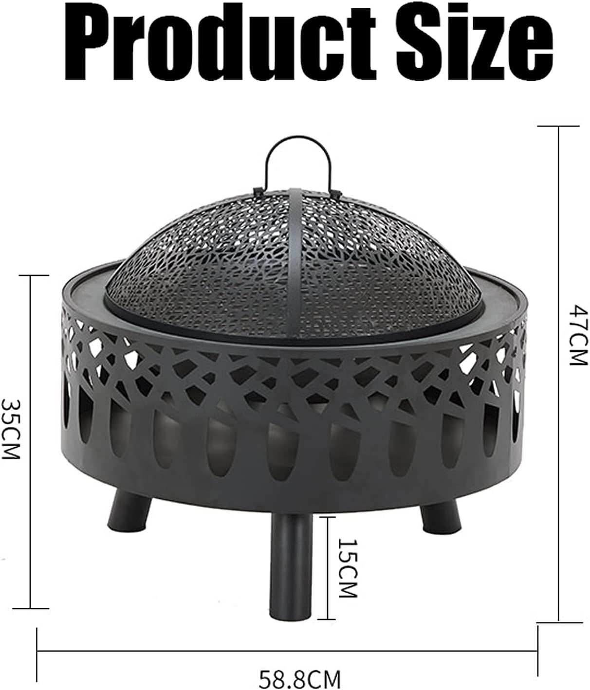 Outdoor Fire Pit,Metal Wood Burning Fire Bowl with Poker/Charcoal Grid/Mesh Cover,Garden Patio Heater BBQ Grill Camping Bonfire