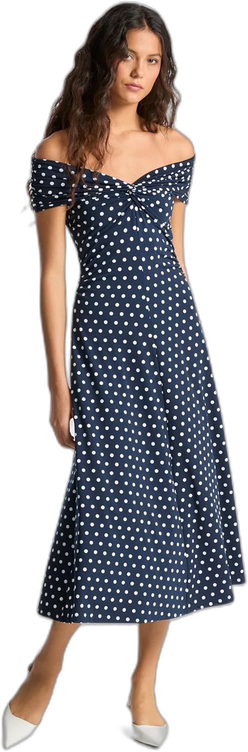 Michael Kors Womens Off Shoulder Twist Midi Dress
