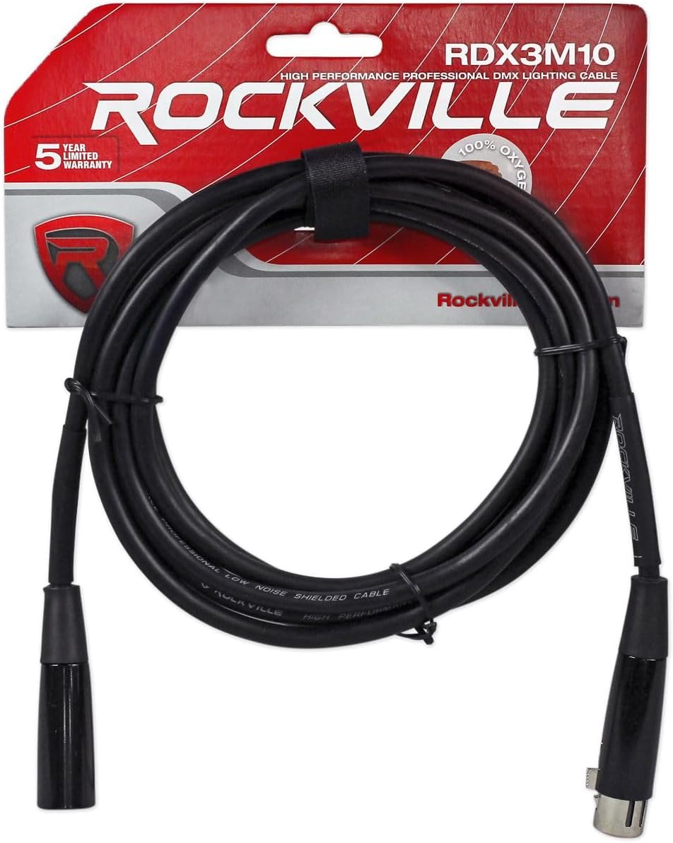 (24) Rockville LED RGB Par Can Wash Light+Dual Bracket Bundle with (12) DJ/Club DMX Wash Lights, (1) Lighting Controller+MIDI Control, (1) 25ft DMX Lighting Cable, (23) 10ft Lighting Cables (49 Items)