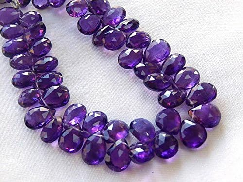 amethyst gemstone bead. high semi precious gemstone. faceted pear briolette, 10-11mm 10 pcs
