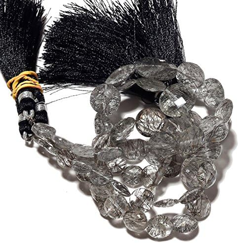 13 inch natural beads strand of 15mm-6mm faceted coin rutilated quartz gemstone beads for DIY jewelry - necklace, bracelet, earring, ring.