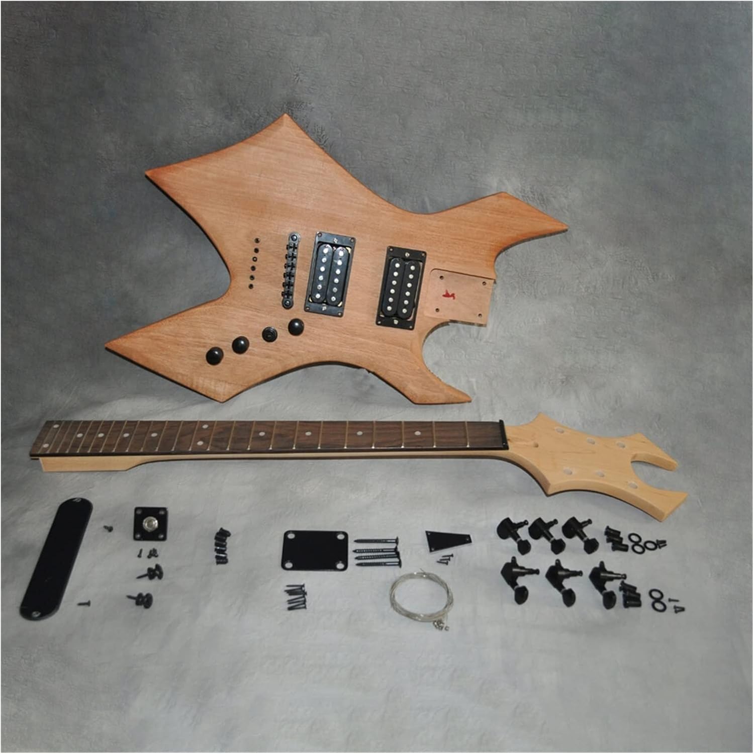 TSTS 39 Inches DIY Electric Guitar Kit Mahogany Body Maple Neck Rosewood Fingerboard Unfinished Electric Guitar Kit