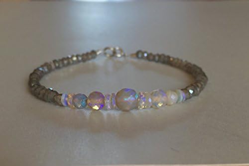 australian opal bracelet, labradorite bracelet, fine jewelry, opal bracelet, genuine opal, real opal, opal jewelry, october birthstone, gift 4-5 mm