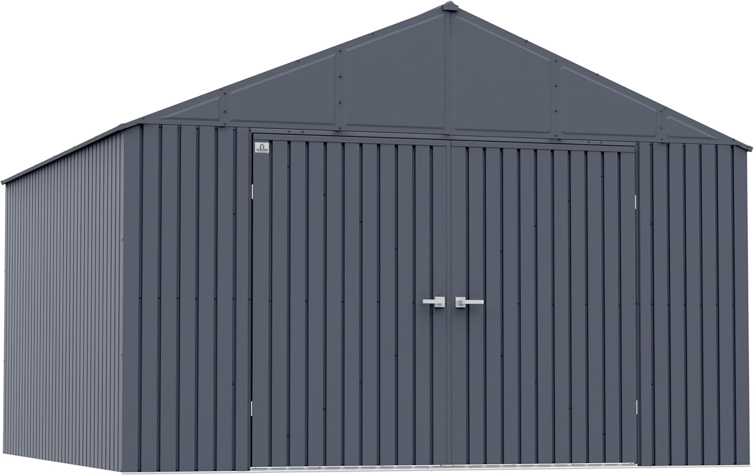 Arrow Shed Elite 12' x 12' Tall Outdoor Steel Storage Shed with High Gable and Lockable Doors Storage Building, Anthracite