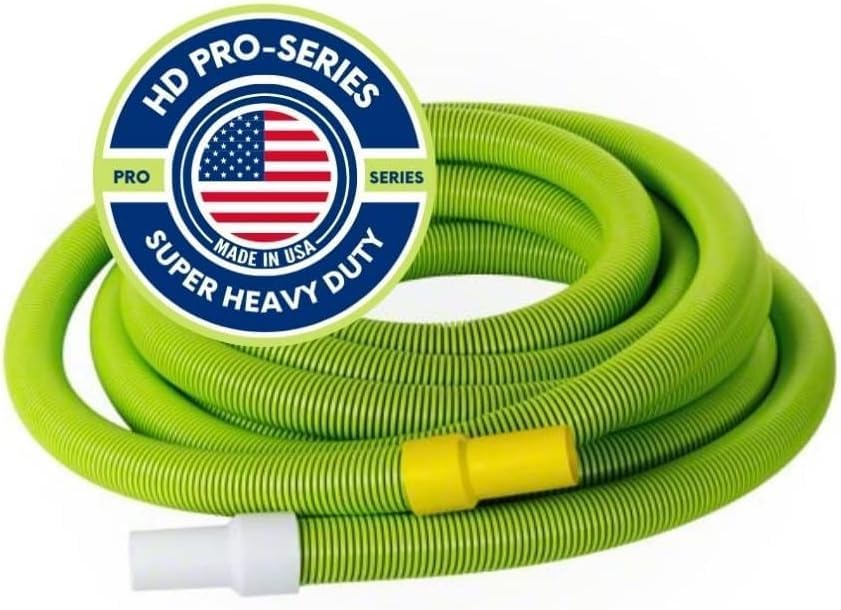 Extreme PRO Swimming Pool Vacuum Hose Green Manual Vacuum Extra Heavy Duty UV Protection Extreme Master Commercial Professional Hose 1.5 inch for Pool Professionals (50 ft)