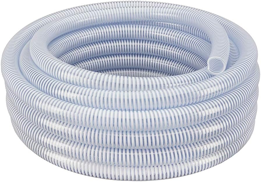 Flexible PVC Clear with White Helix Suction and Discharge Hose (1-1/2