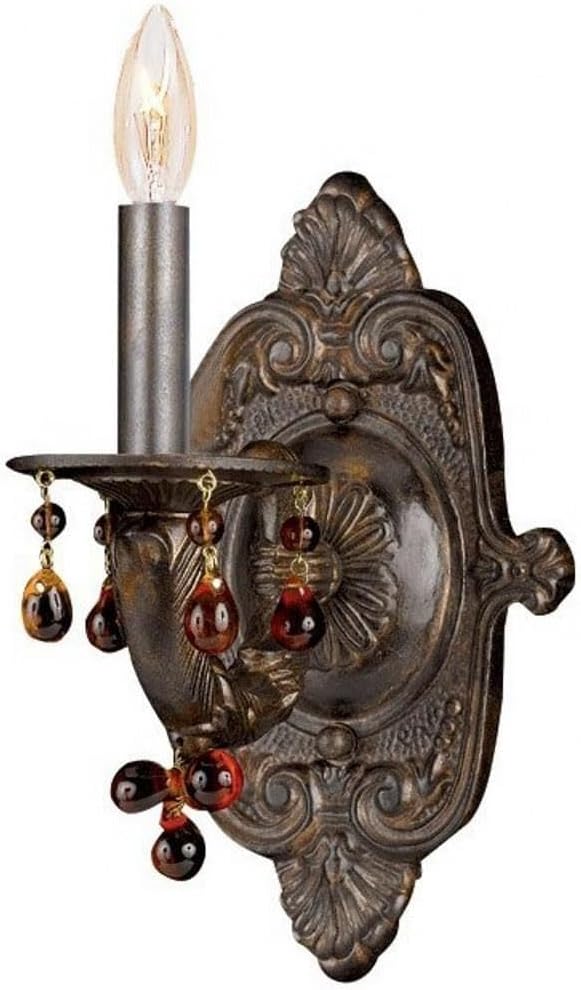 Paris Market 1 Light Amber Crystal Venetian Bronze Sconce