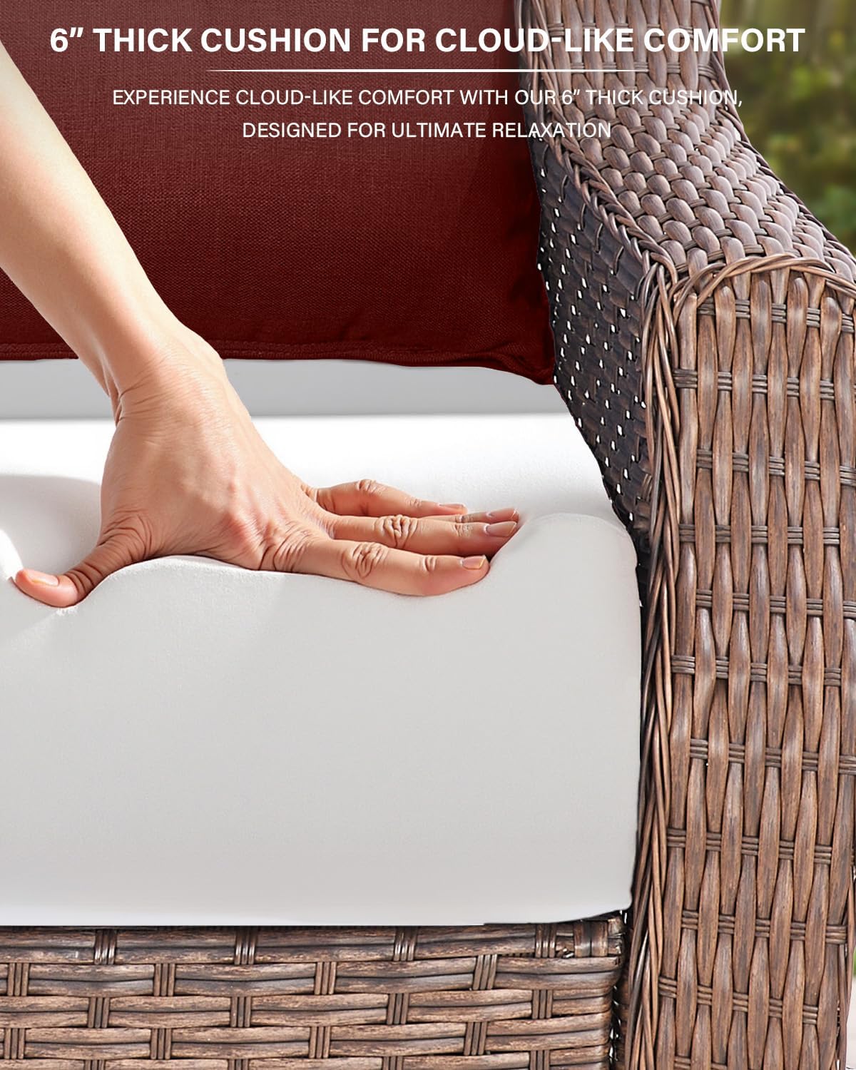 Belord Luxurious 7 Piece Patio Furniture Set with Fire Pit Table, High Back Swivel Rocker Glider Outdoor Chairs with 6