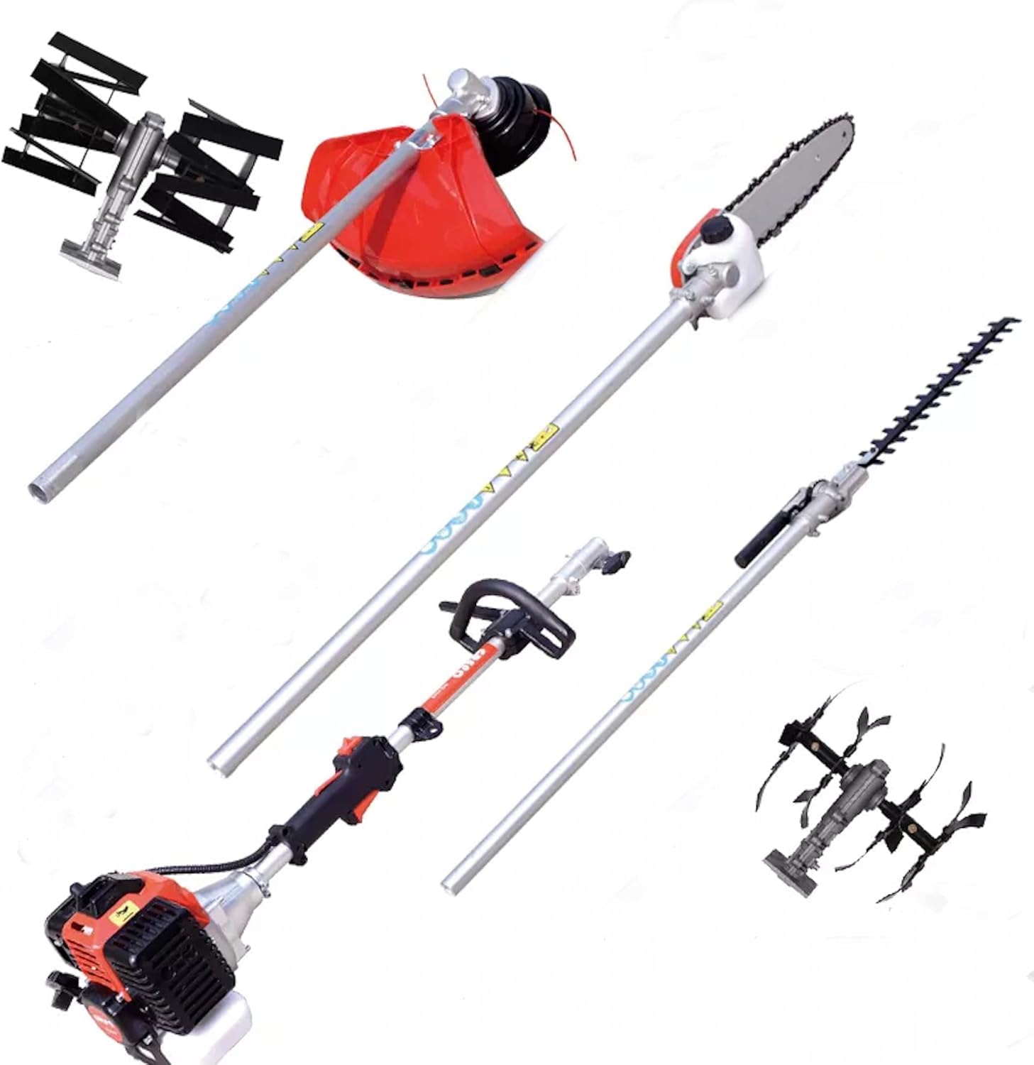 58cc Weed Eater 2 Stroke Hedge Trimmer with Cultivator Tiller Water Pump Garden Set (Without Water Pump)