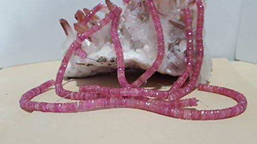 pink sapphire faceted heishi beads 4.5-5mm 9 in. corundum