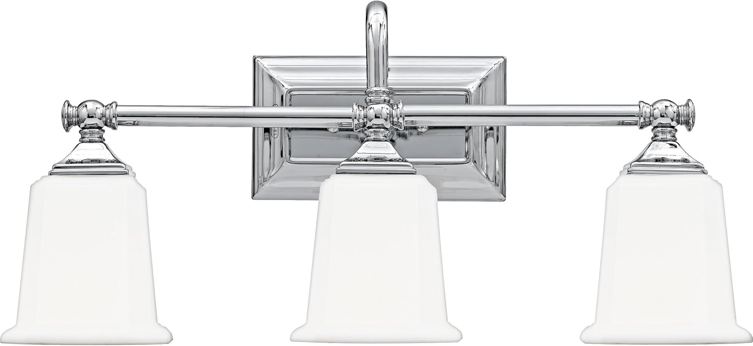 Quoizel NL8603C Nicholas Mid Century Bath Vanity Wall Lighting, 3-Light, 300 Watts, Polished Chrome (10