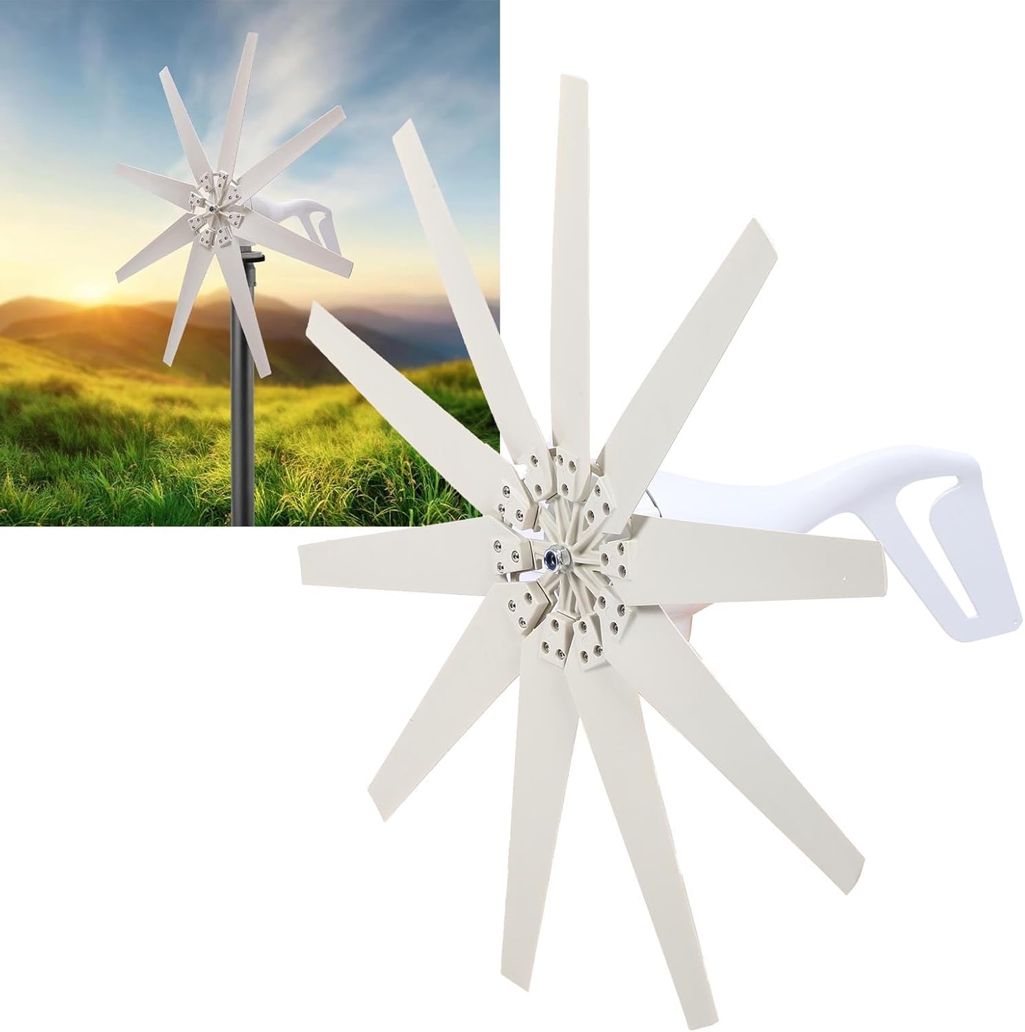 YWBL-WH 400W Wind Turbine Generator Kit 10 Blades with MPPT Charge Controller for Home RV Boat Off Grid Wind Power System (DC24V)