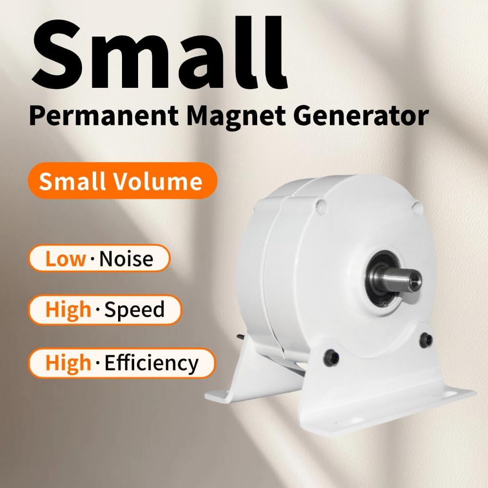 500W Permanent magnet Generator 12V 24V 48V Three Phase Alternator for Home Electric Motor Generator for Vertical Horizontal Wind Turbine (With Base-Double shafts, 48V)