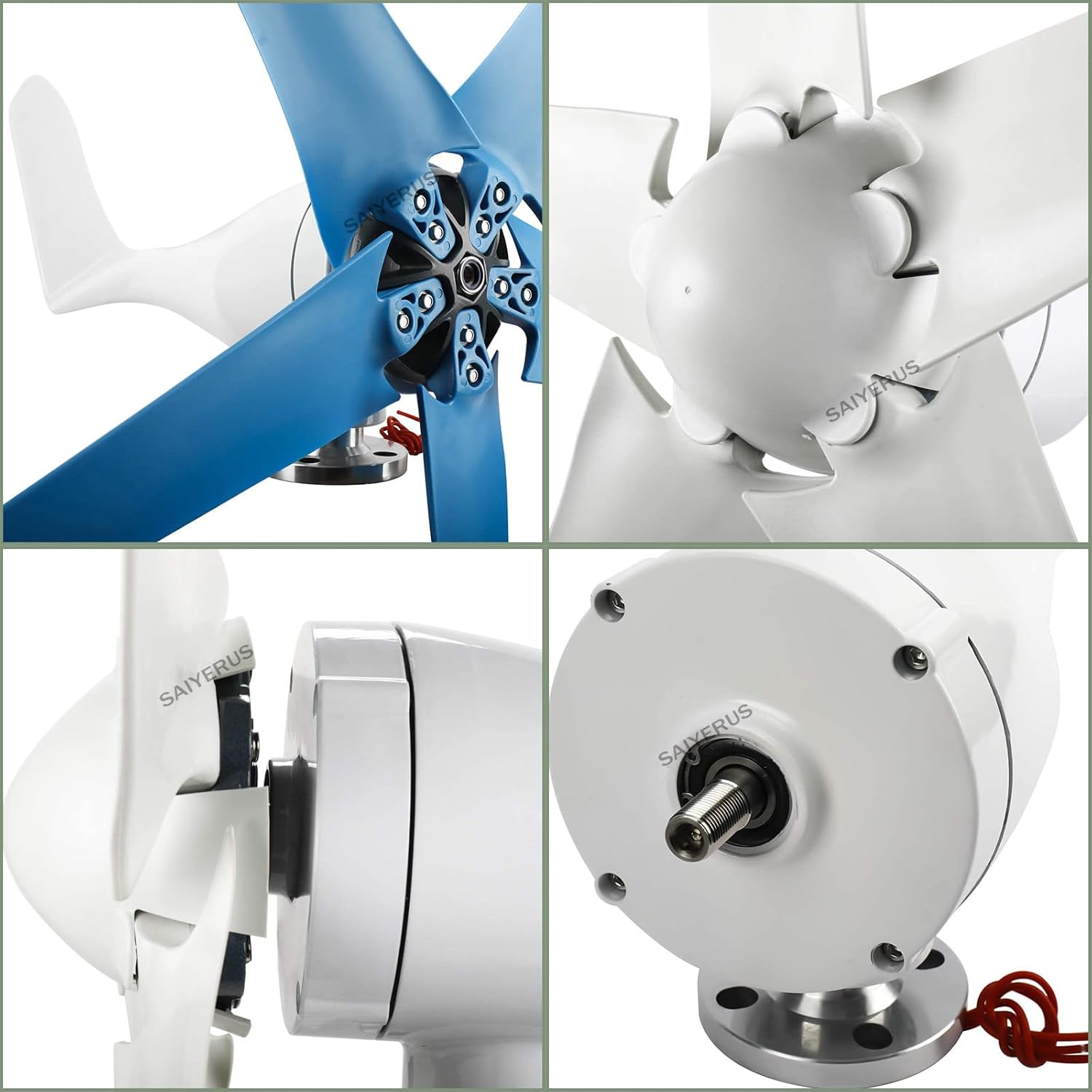 Wind Turbine, 5 Blades Professional Wind Turbine Small Windmill Generator, Three Phase AC Permanent Magnet Generator, Suitable for Ships, Homes, Industries (Blue 48V)