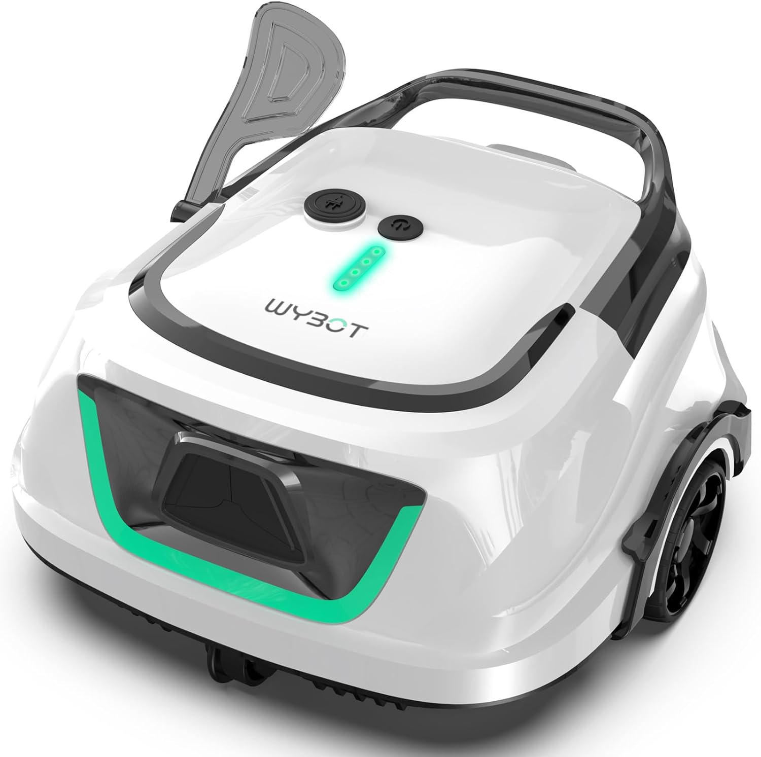 (2025 Upgraded) WYBOT A1 Pool Vacuum for Above Ground Pool, Cordless Robotic Pool Cleaner with 120 Mins, Double Filtration, Dual Motors, Fast Charging, Ideal for All Shapes Pools, White & Green