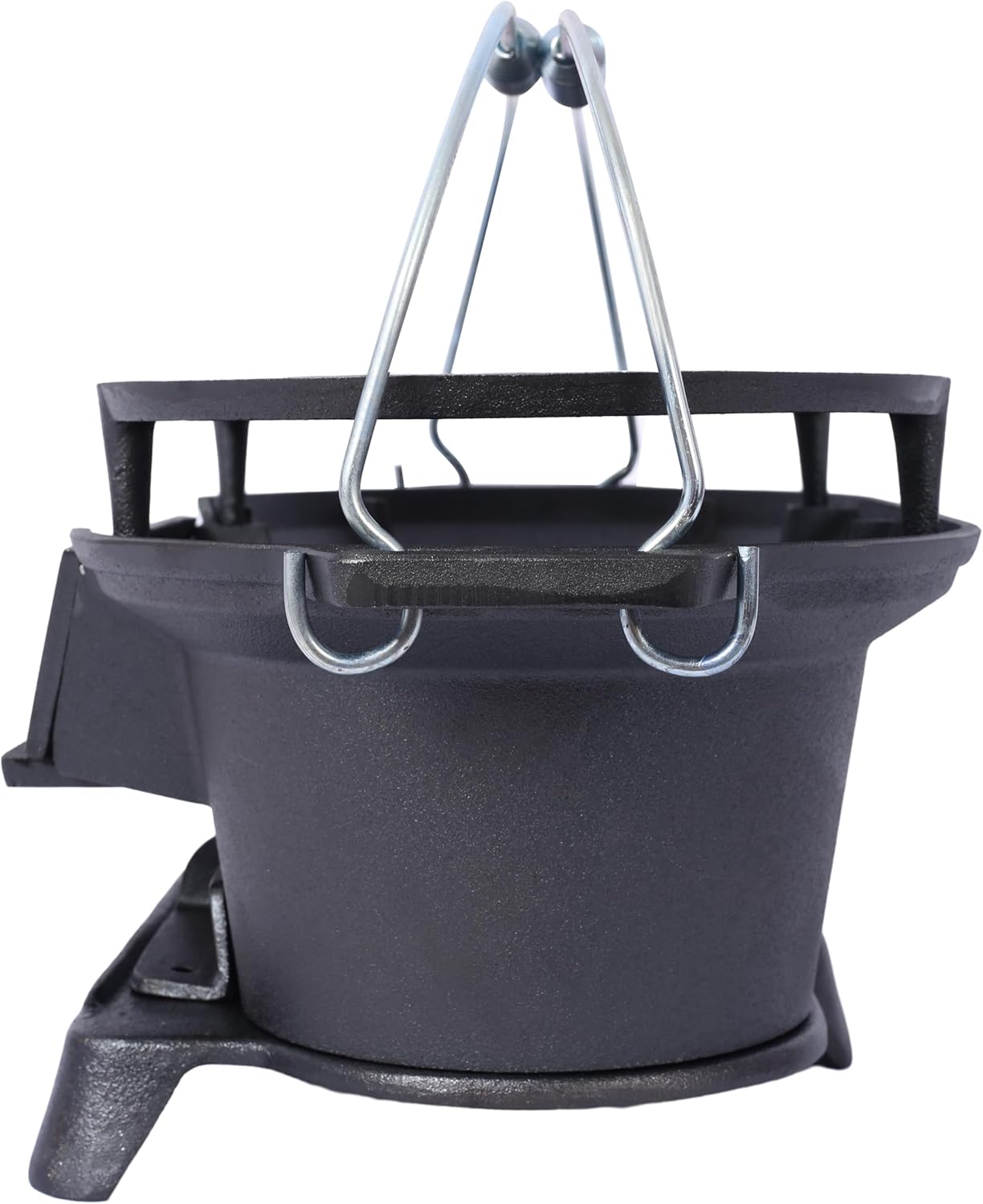 Oval Cast Iron Grill Outdoor, Portable Charcoal Grill and Tabletop Skillet - 100% Cast Iron, Enameled, Durable, Small Charcoal Grill, Camping Stove, Hibachi Grill (BLACK2)