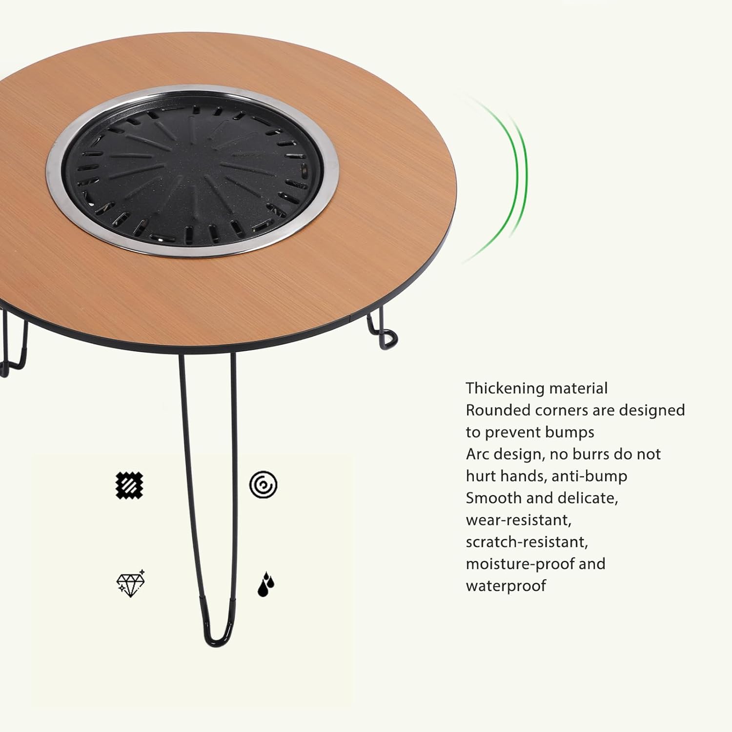 8Pcs Fire Pit Table Round Foldable Camping Table Ultralight Small Folding Camping Table Multifunctional Outdoor Collapsible Folding Picnic Table for BBQ Camping Hiking Fishing Patio