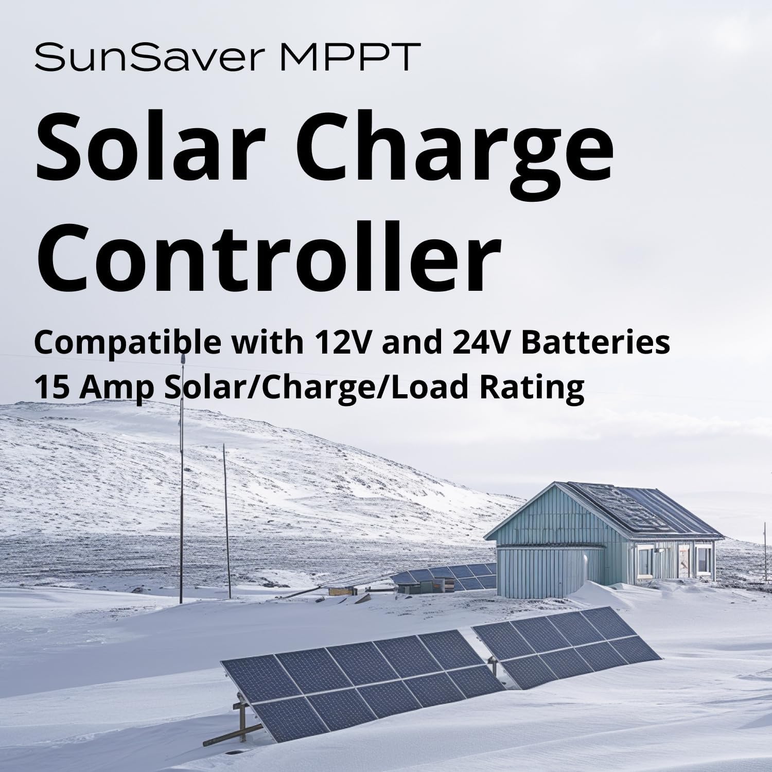 Morningstar SunSaver MPPT 15A Solar Charge Controller (SS-MPPT-15L) for 12/24V Batteries with Ethernet MeterBus Converter (EMC-1)