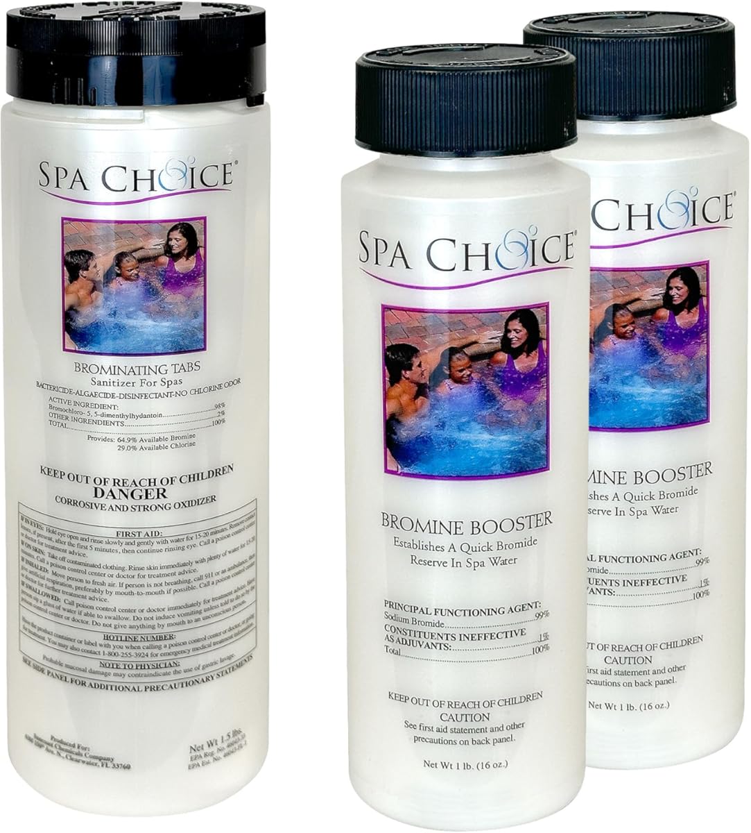 SpaChoice 472-3-5021-02-A Sodium Bromide for Hot Tub, 1-Pound, 2-Pack, with 1.5-Pounds Bromine Tabs