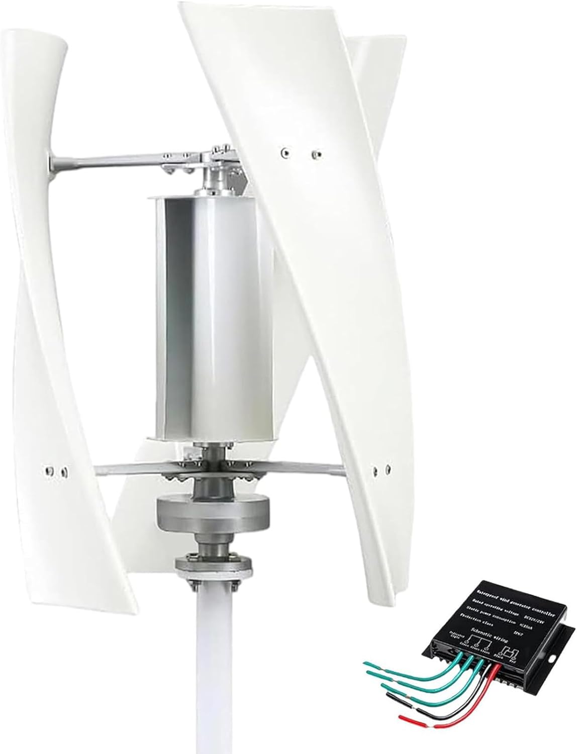 5000W No Noise Vertical Axis Wind Turbine Kit,12V 24V 48V 220V Spiral Wind Power Generator W/Controller 3 Blade for Wind and Solar Power Generation 12V