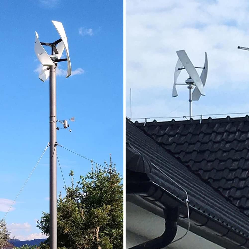 800W No Noise Vertical Axis Wind Turbine Generator 12V 24V 48V Magnetic Levitation Wind Turbine with MPPT Controller for Home Street Lighting (24V, White)