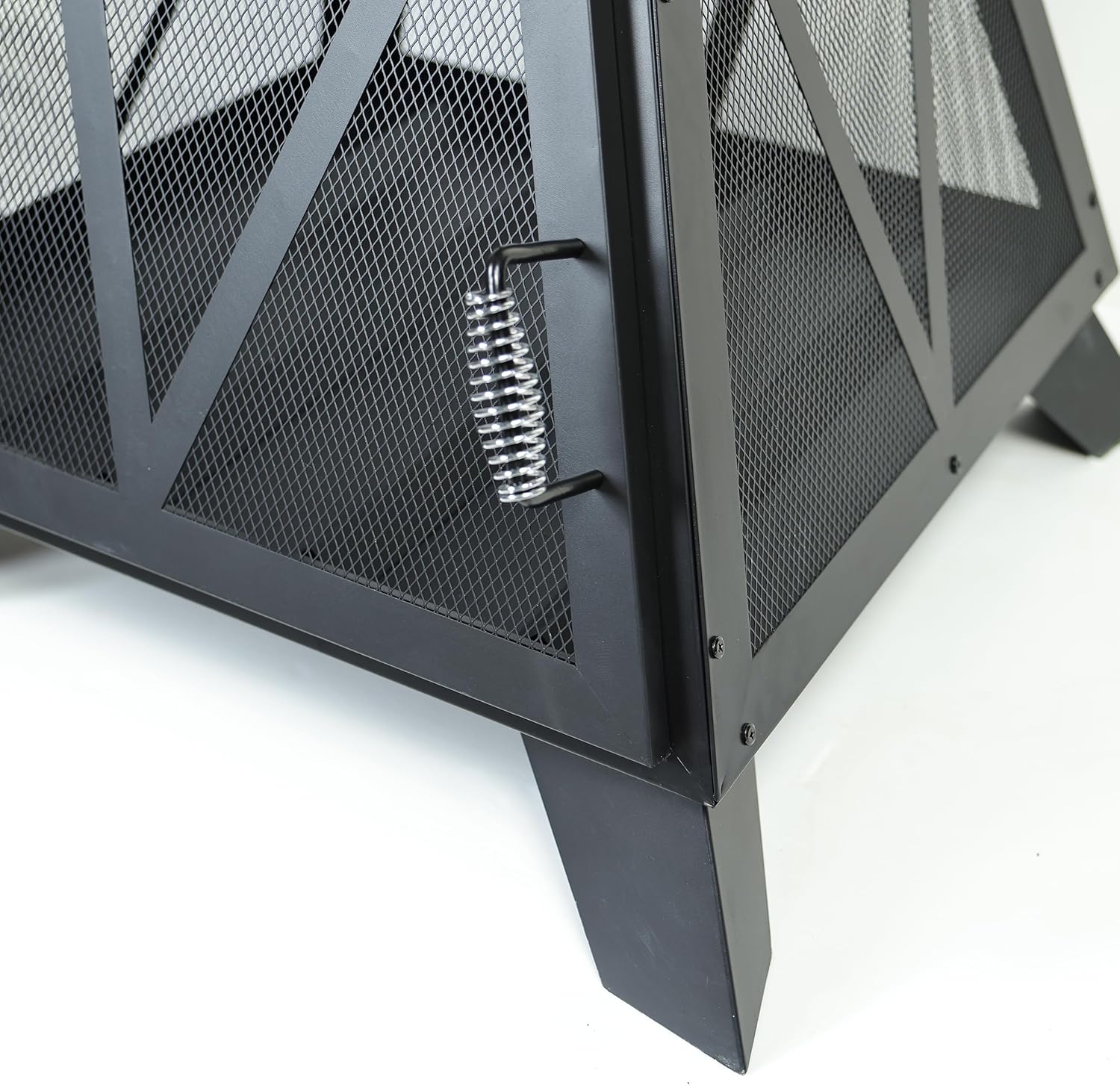 Outdoor Steel Pyramid Wood Burning Fire Pit with Black Powder Finish, Spark Screen, Poker Tool, and Protective Storage Cover