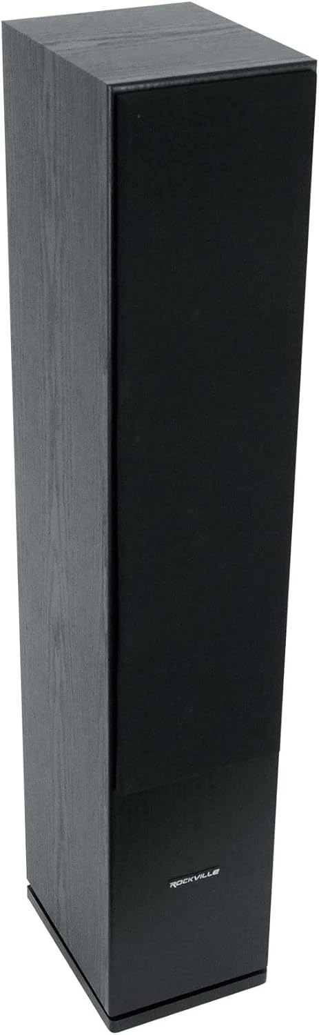 Rockville RockTower 64B Passive Tower Speaker, 4 Ohm, Black, High-Fidelity Sound, Detachable Grille, 3-Way, 6.5