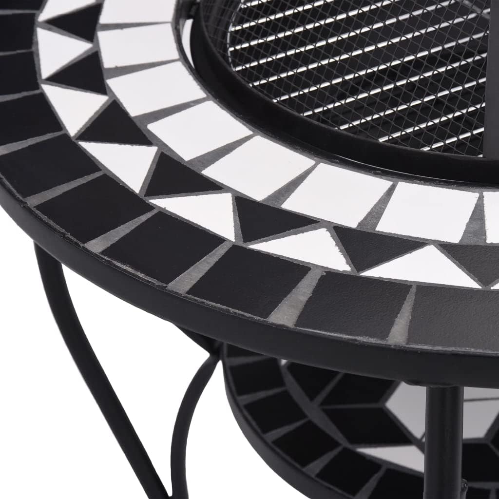 CHARMMA Mosaic Fire Pit Table Black and White 26.8