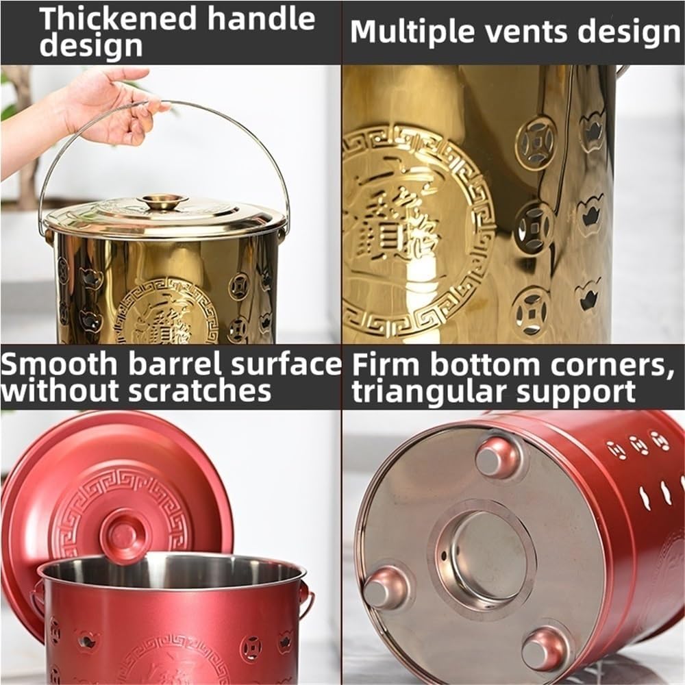 Burn Barrels for Outside for Burning Trash, Metal Incinerator Cage, Portable Fire Barrel, Covered Outdoor Burn Cage for Leaves, Trash, Documents(Silver,18.5x17.7in)