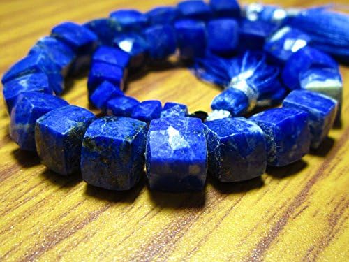 13 inch natural beads strand of 6-8mm faceted cube lapis lazuli gemstone beads for DIY jewelry - necklace, bracelet, earring, ring.