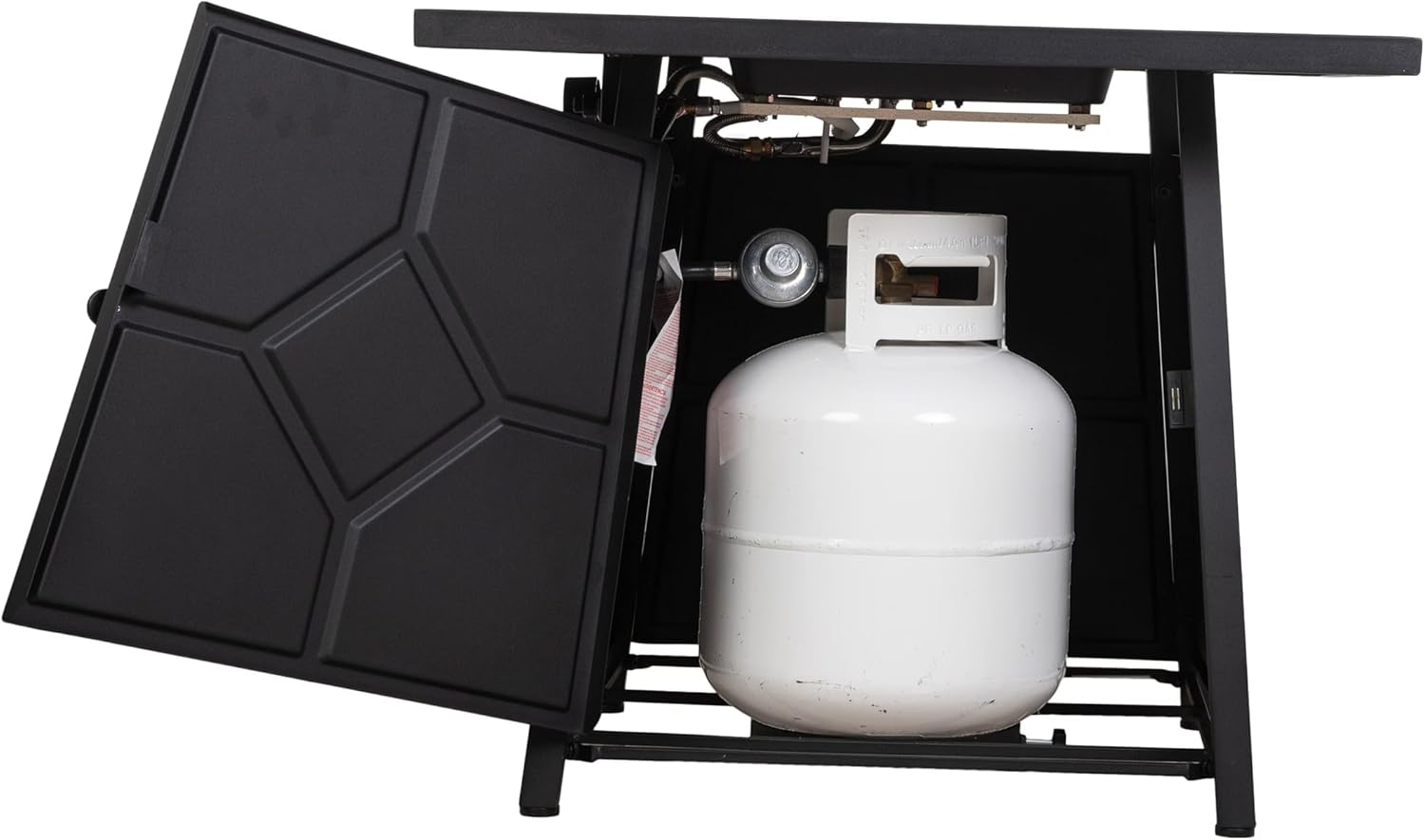 28 in Gas Fire Pits Table,40,000 BTU Steel Propane Gas Fire Pit Table with Steel lid,Weather Cover,Electronic Ignition System,Hideaway Tank Holder,CSA,2-in-1 Square Steel Gas Firepits,Outdoor Garden