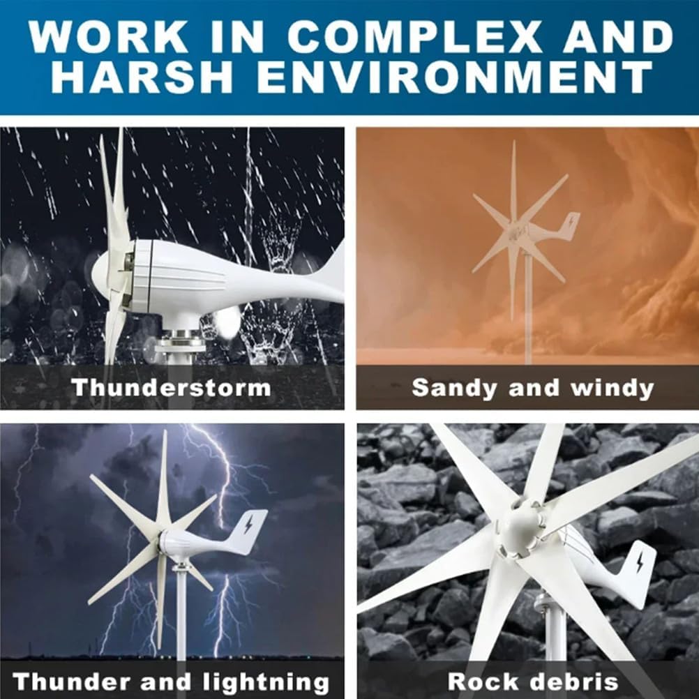 10000Wmagnetic Levitation Wind Turbine Kit, 8 Blade Small Wind Turbine with Controller, 12V/24V/48V/220V Windmill Power Generator for Home Use(White),24V