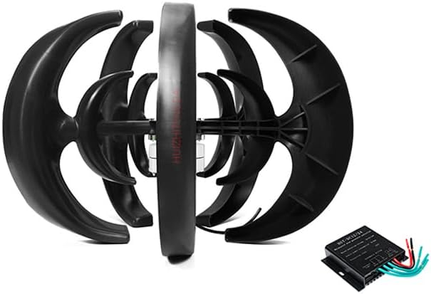 800W Vertical Lantern Wind Turbines Generator Kit 12V 24V 48V Wind Power Turbine with Wind MPPT Controller Kit for Garden Lighting (Black)