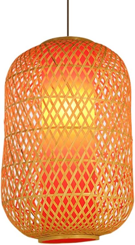 Handmade Bamboo Pendant Light Woven Natural Wicker Ceiling Chandelier Rattan Lantern Lamp Retro E27 Lighting Fixtures Japanese-Style Teahouse Outdoor Hot Pot Lighting
