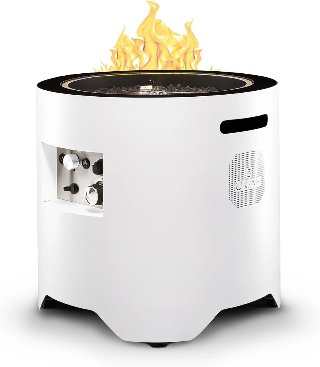 UKIAH Voyager 20 in. W Stainless Steel Round Electric Fire Pit with Sound System