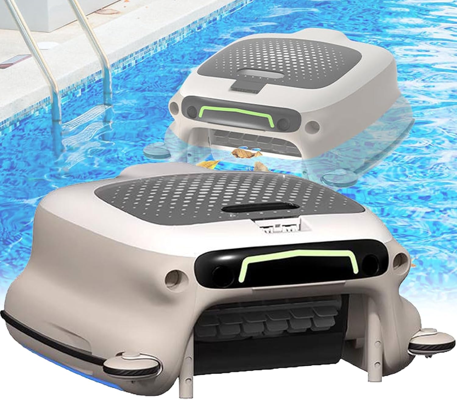 Pool Cleaner Robot, 30W Manual Remote Control Pool Surface Skimmer Robotic, 10 Hour Continuous Cleaning, for Swimming Pools