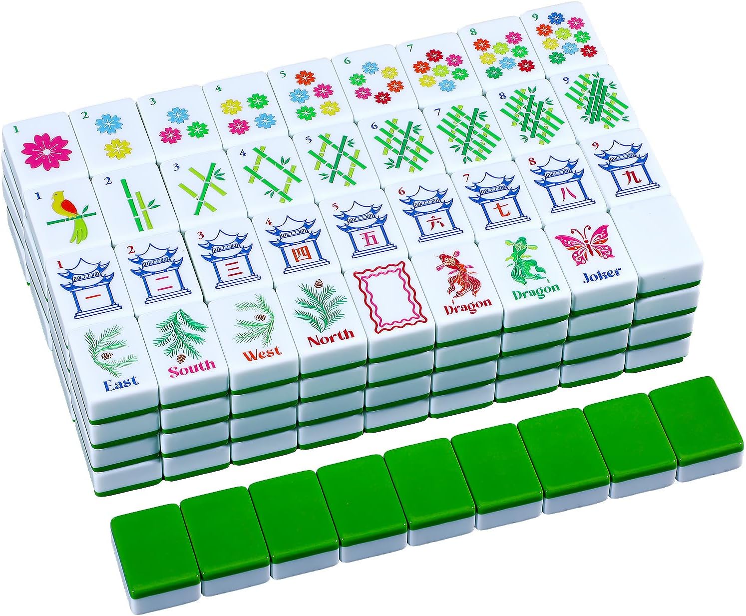 160 Pcs American Mahjong Tiles Set 1.2 Inch American Mahjong Game with 8 Different Patterns Mah Jong Block Set for Mah Jongs Lovers, Tiles Only, No Dice and Other Accessories