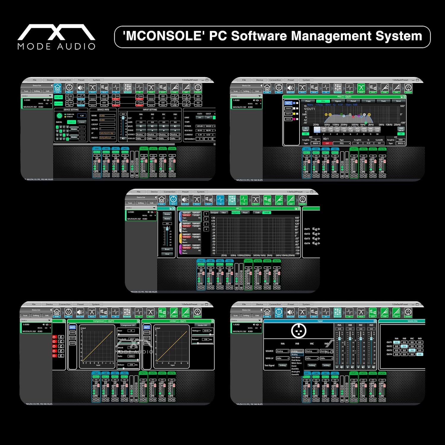 Sound Town MODE Audio Network 2-Channel PA/DJ Power Amplifier 2 x 450W, with DSP, FIR, Dante, PA Speaker Management with Display, Supports Low-Z 70V/100V (NTA3.2DSP)