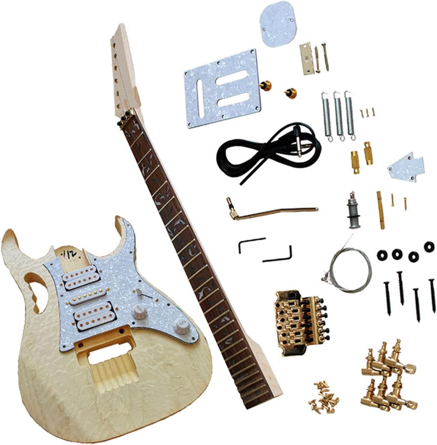 TSTS Professional Guitar Kit Basswood Body Rosewood Fingerboard Maple Neck Beginner Electric Guitar Kit Unfinished Electric Guitar Kit
