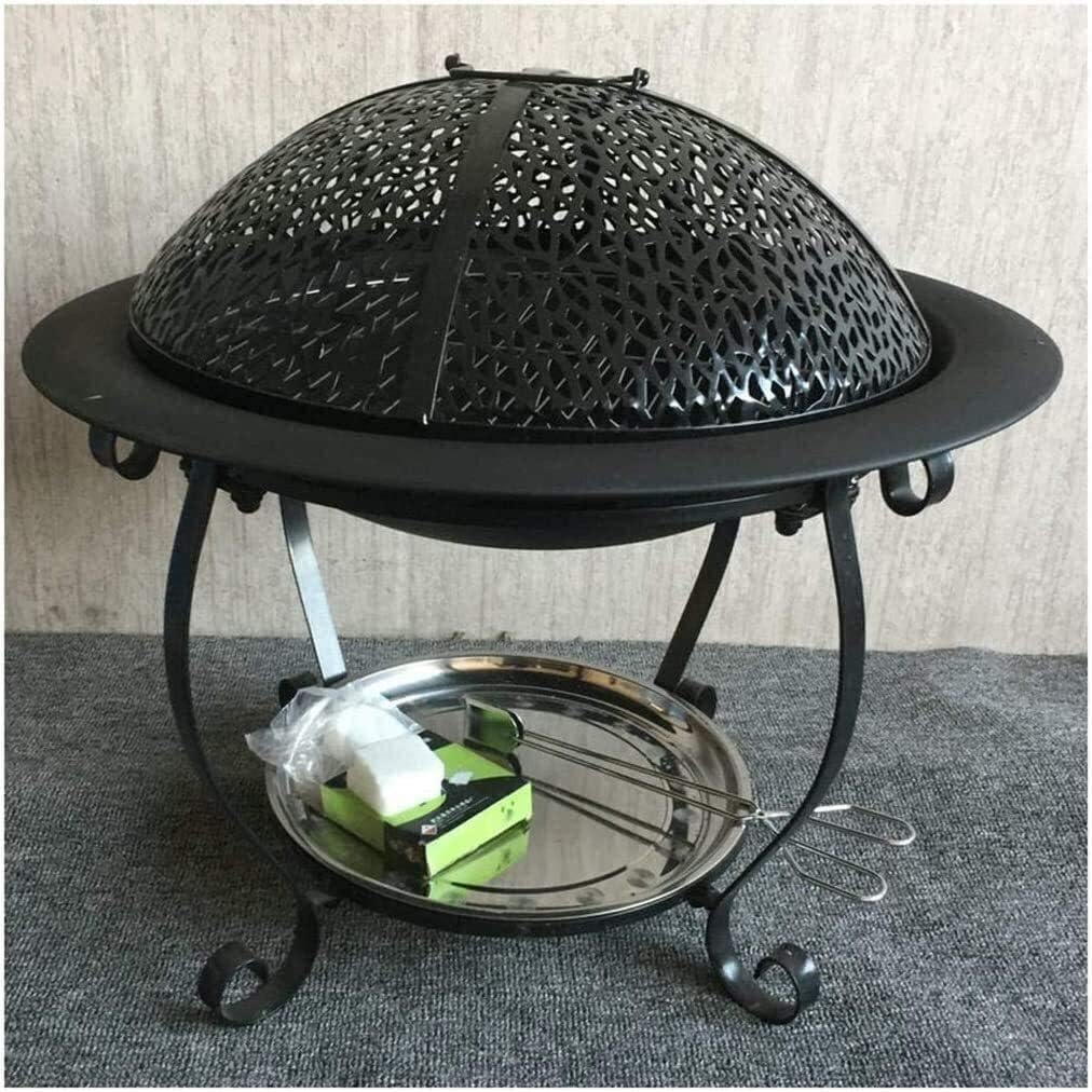Fire Pits Outdoor Wood Burning Fire Pits 32Cm Diamete Fire Pit - Outdoor Fire Large Bonfire Wood Burning Patio Coal Grill Firepit for Outside Grill Charcoal with Cover BBQ Cooking for Outside Camping