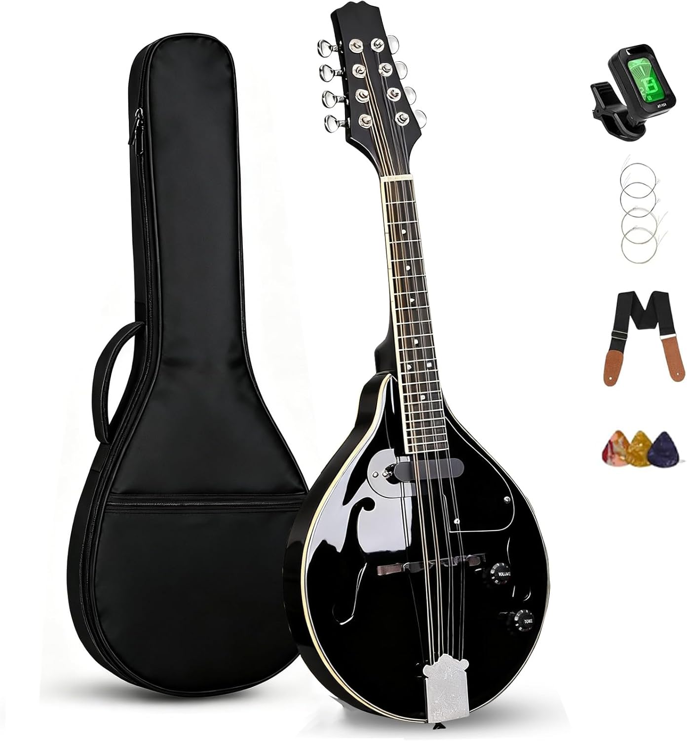 Mandolin Musical Instrument A Style Acoustic Electric, 8 Strings Mahogany for Beginner Adults Teens