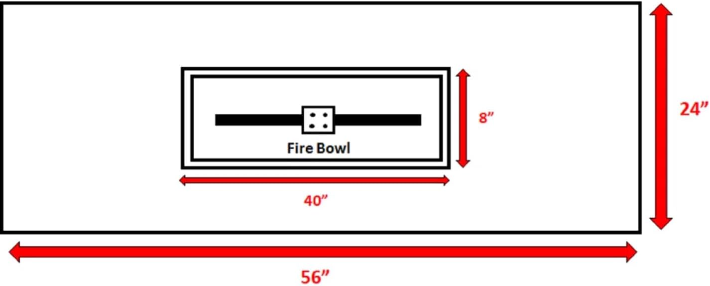 Rectangular Concrete Propane Fire Pit Table with Fiber Reinforcement - Grey - Adjustable Heat Output - Outdoor Patios, Decks, Backyards - Modern Warmth