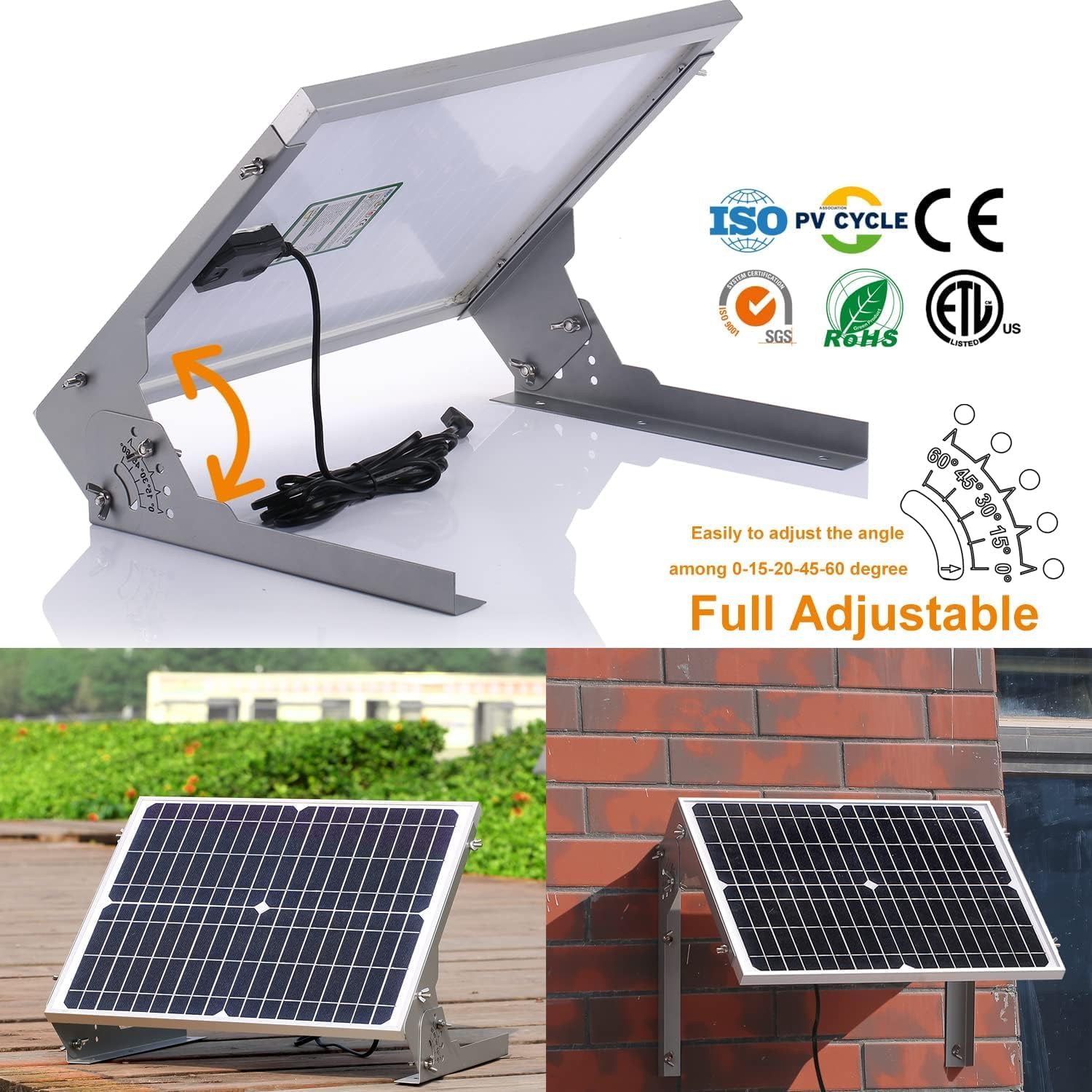SUNER POWER 24V 20W Solar Battery Trickle Charger Maintainer, Built-in Ultra Smart MPPT Controller, Adjustable Mount Bracket, Waterproof 20 Watt Solar Panel for 24Volt AGM, Lead-Acid, Lifepo4 Battery