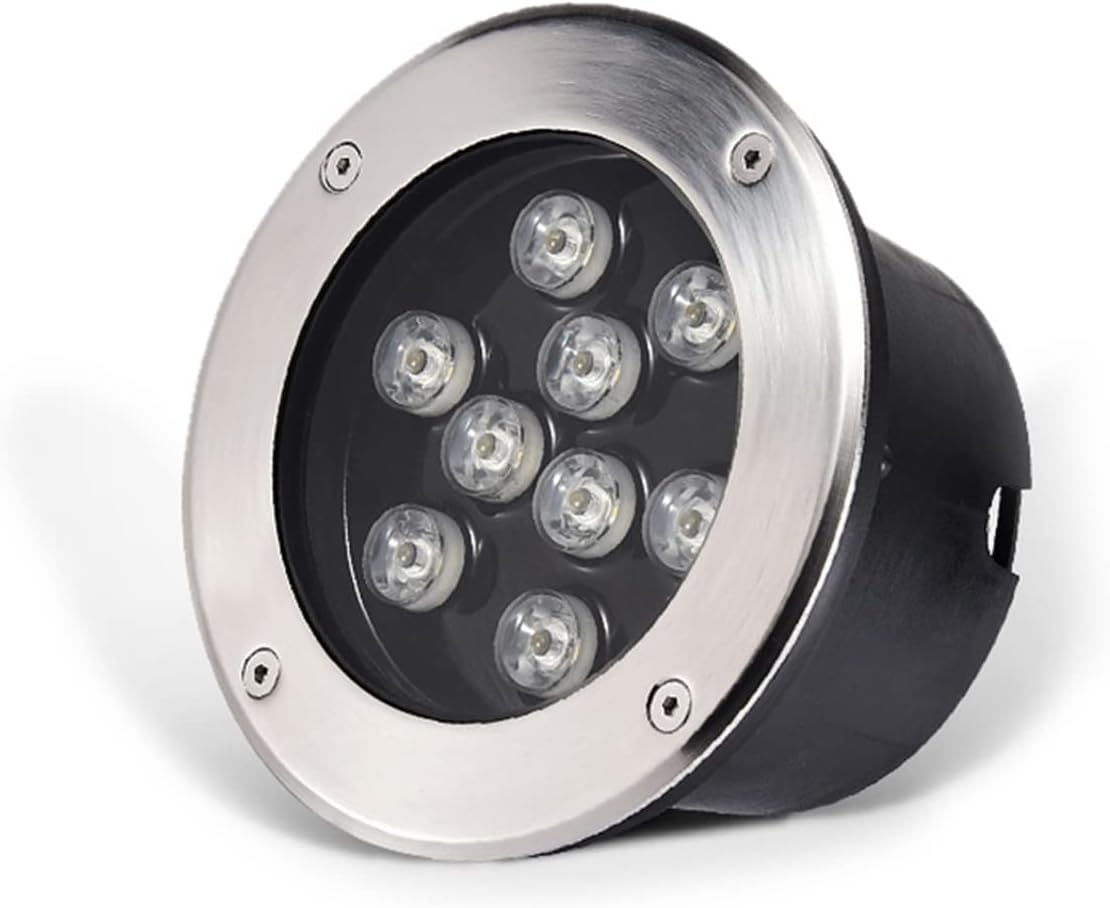 Outdoor Underground Light Underwater Bright Lamp Anti-Rust Aluminum Low Voltage 12/24V IP68 Waterproof Embedded Ground Lights for Pond Fountain Hotel (Color : RGB, Size : 9W-AC12V)