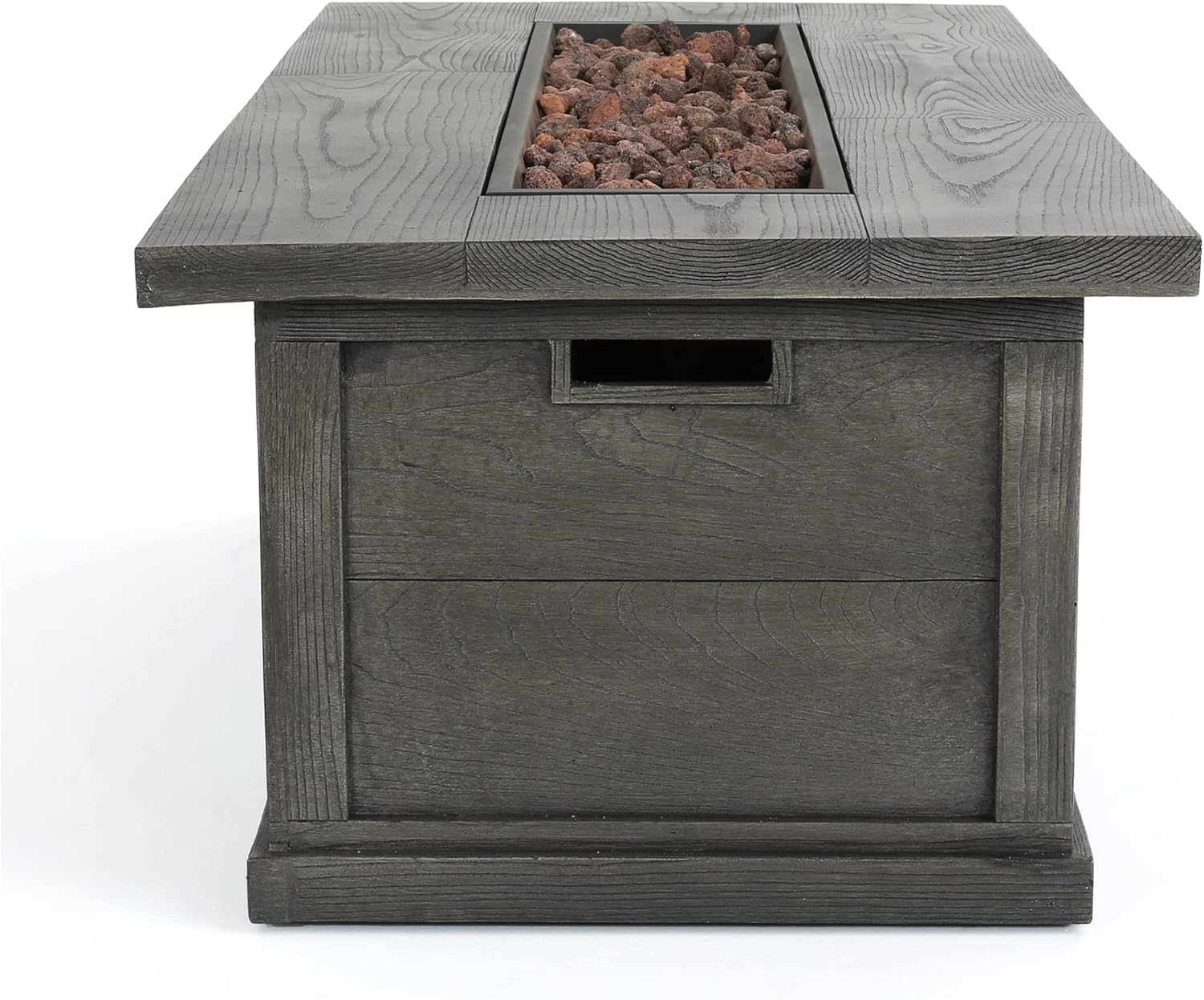Christopher Knight Home Anchorage Outdoor 50,000 BTU Rectangular Fire Pit (No Tank Holder) - Lightweight Concrete - Gray Wood Pattern