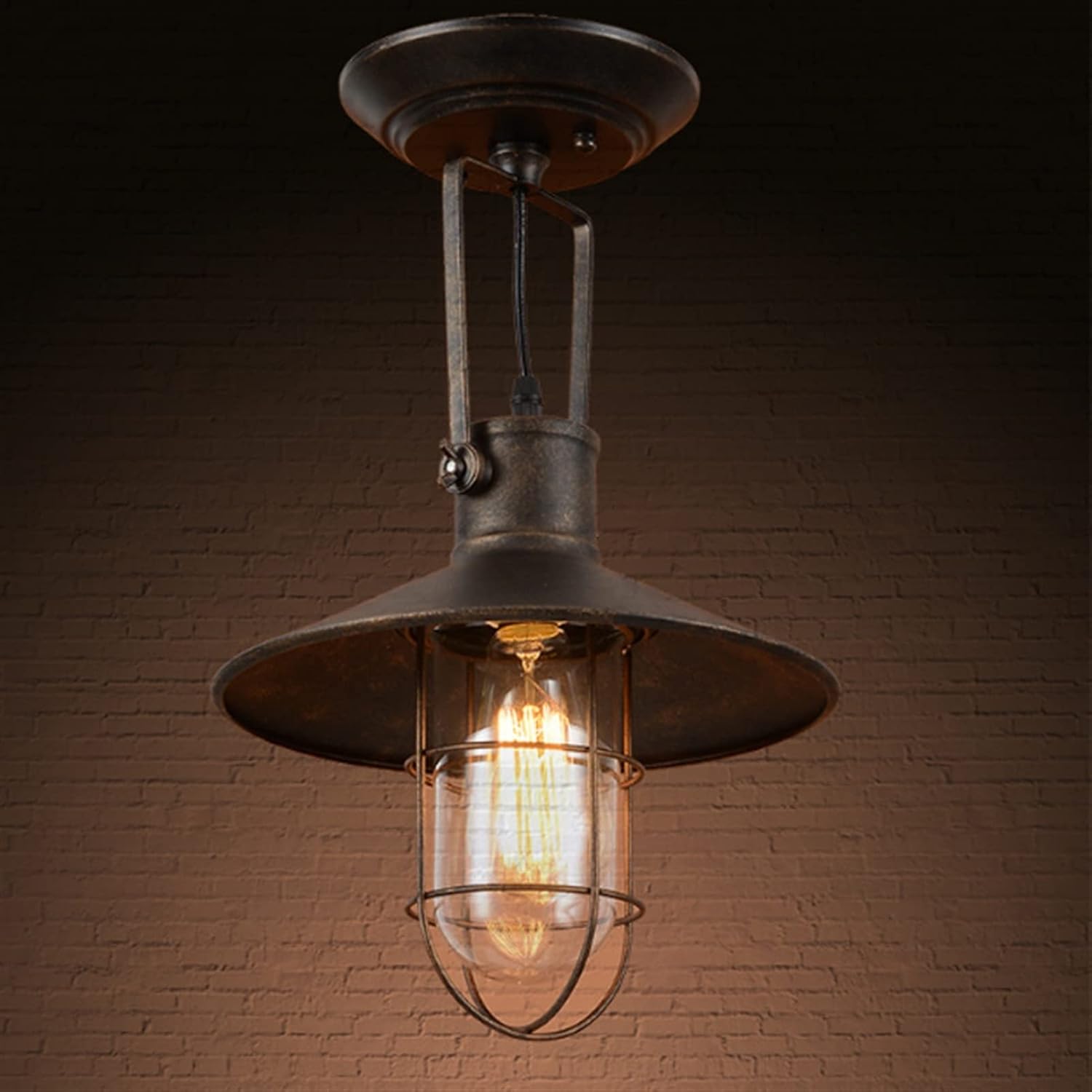 LED Indoor Wall Light, Retro Adjustable Wrought Iron Wall Lamp Rust Waterproof Outdoor V-intage Lighting Fixture Loft Style Aisel Corridor Deco (Color : Rust Color No Glass)